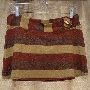 Becca Striped Brown/Gold Women's Skirt (M-L) & Bikini Bottoms Med (no top)